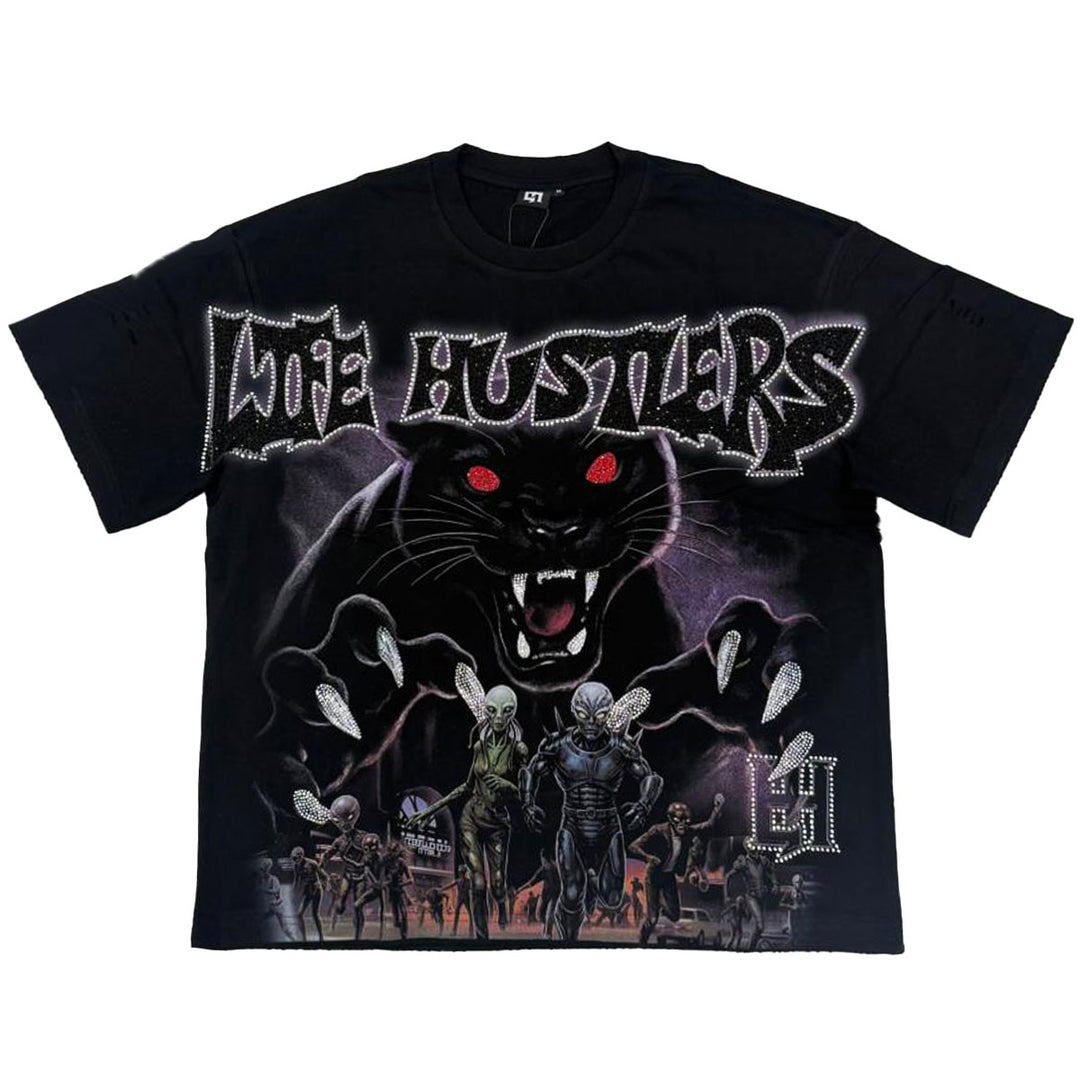 Black Panther Rhinestone Tee (Black)