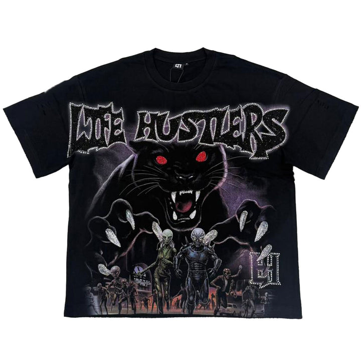 Black Panther Rhinestone Tee (Black)