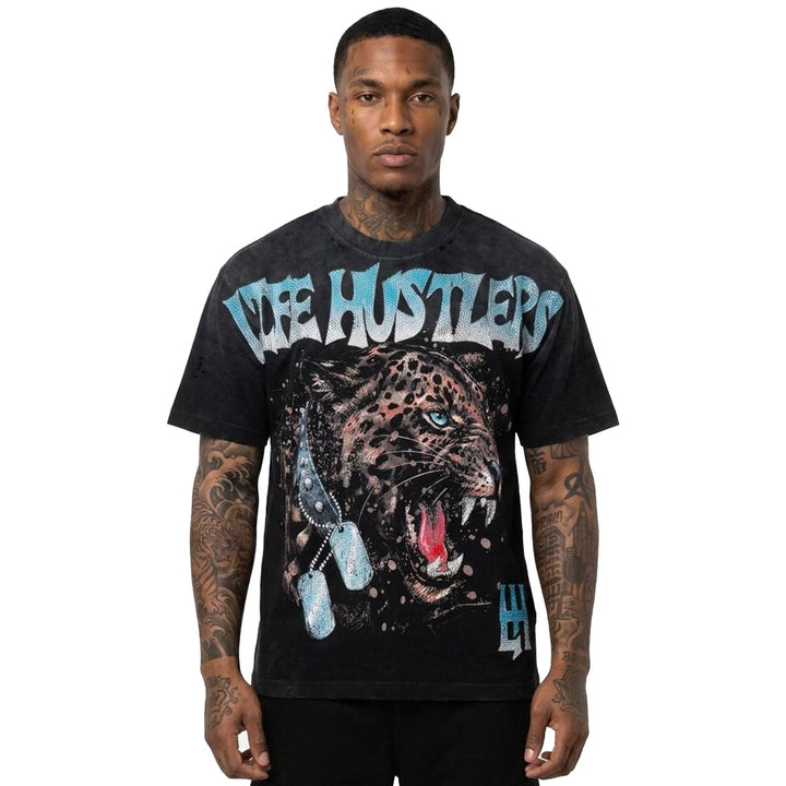 Leopard Rhinestone Tee (Black)