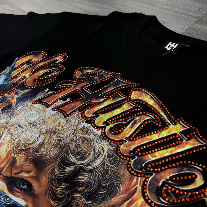 Tat Angel Rhinestone Tee (Black)