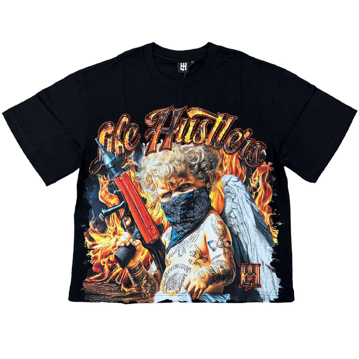 Tat Angel Rhinestone Tee (Black)