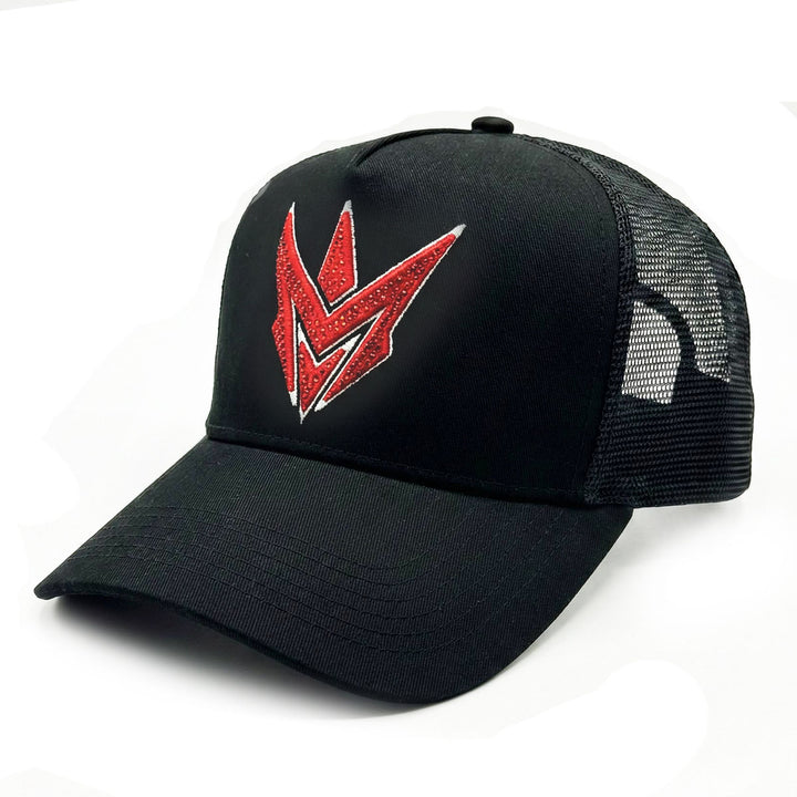 M Spike Rhinestone Hat (Black / Red)