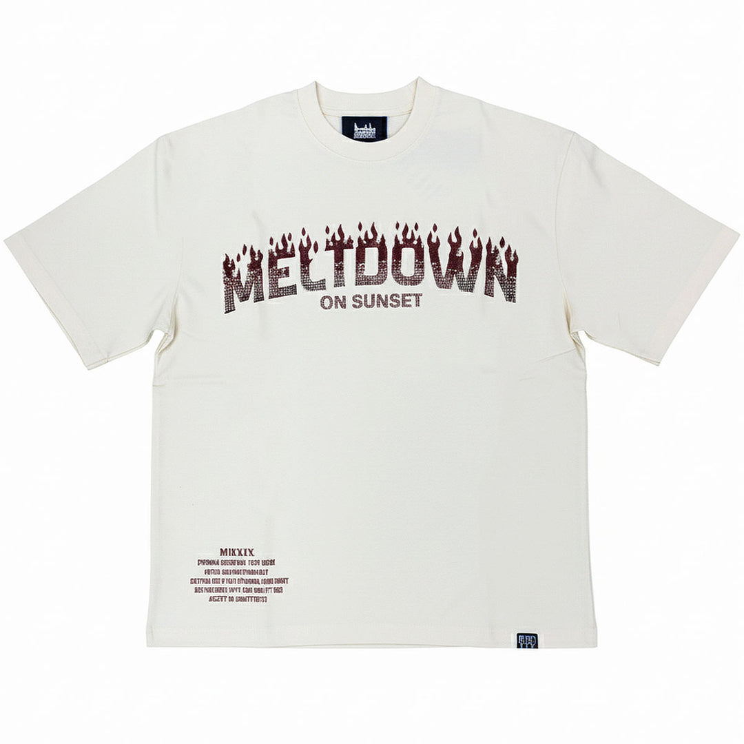 Meltdown Rhinestone Tee (Cream / Burgundy)