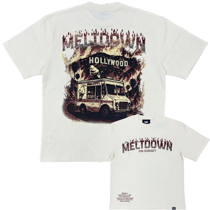 Meltdown Rhinestone Tee (Cream / Burgundy)