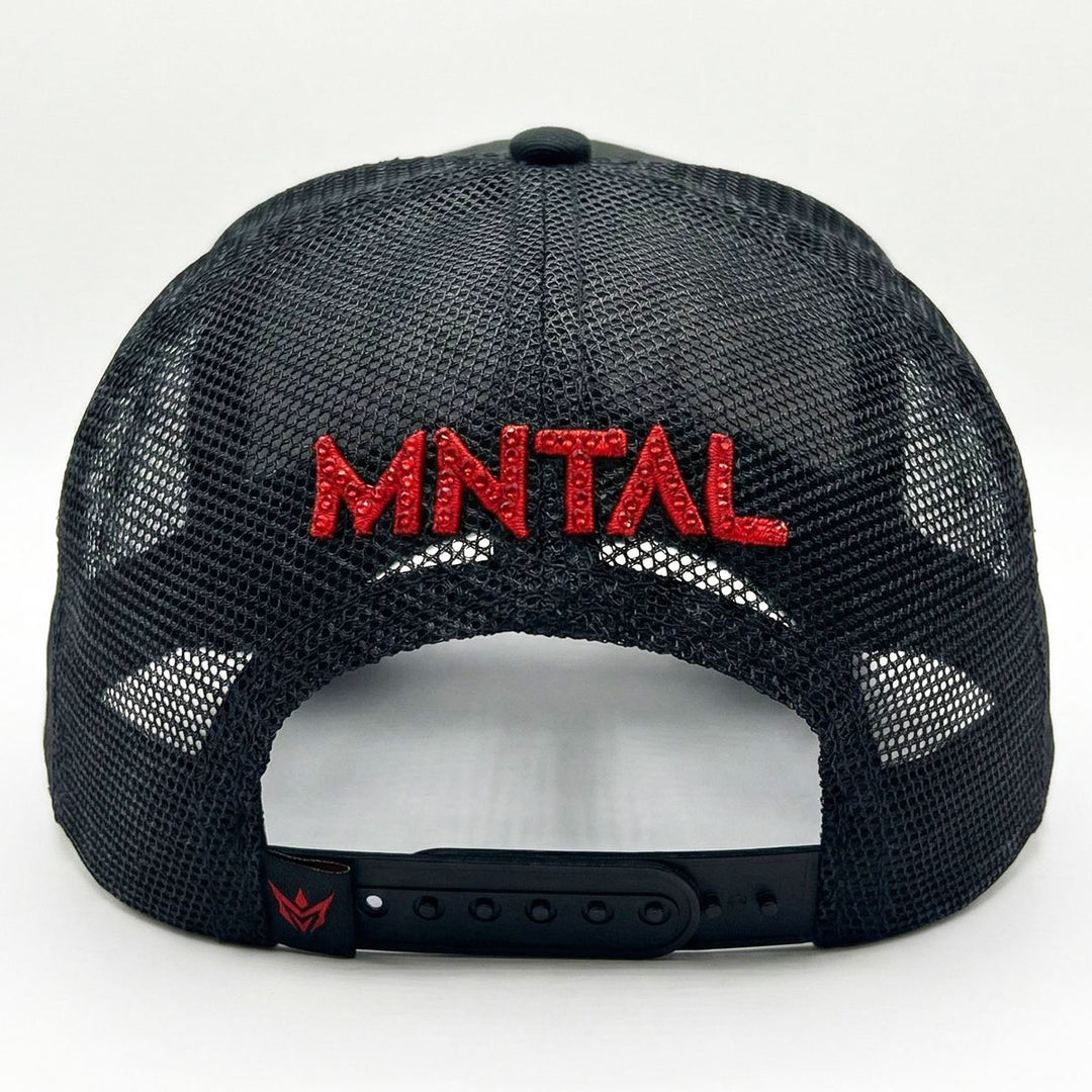 M Spike Rhinestone Hat (Black / Red)