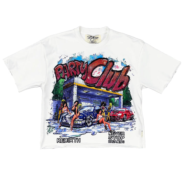 Party Club Cropped Tee (White)