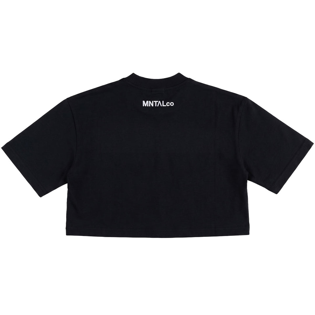 Embroidered M Cropped Tee (Black)