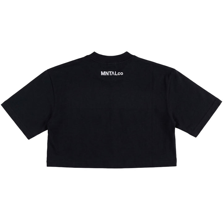 Embroidered M Cropped Tee (Black)