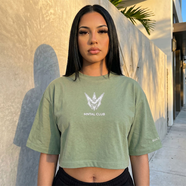 MNTAL Club Cropped Tee (Sage Green)