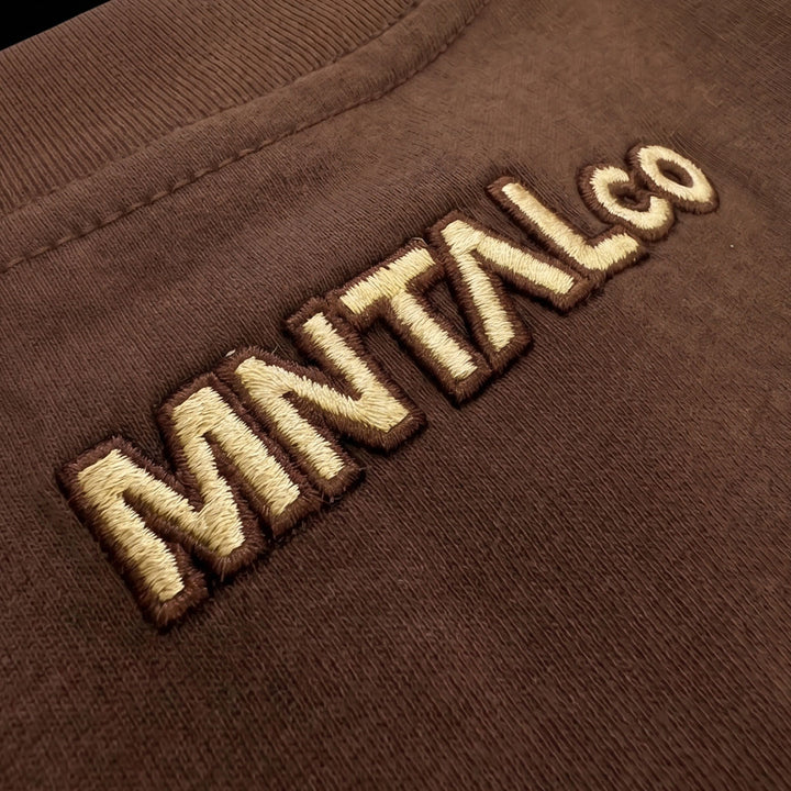 Embroidered M Cropped Tee (Brown)