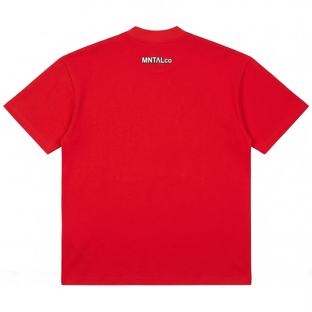 Embroidered M Oversize Tee (Red)