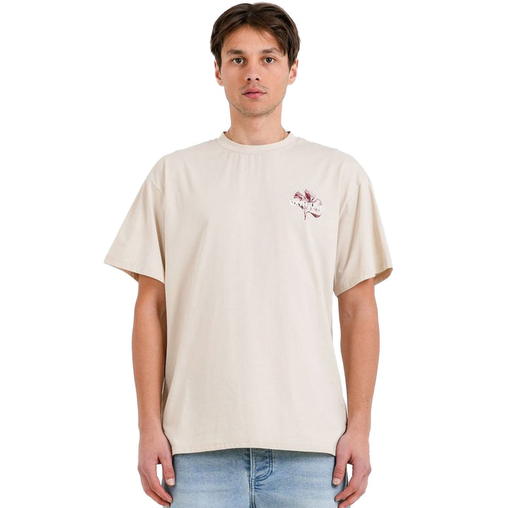 Metallic Flower Print Tee (Beige)