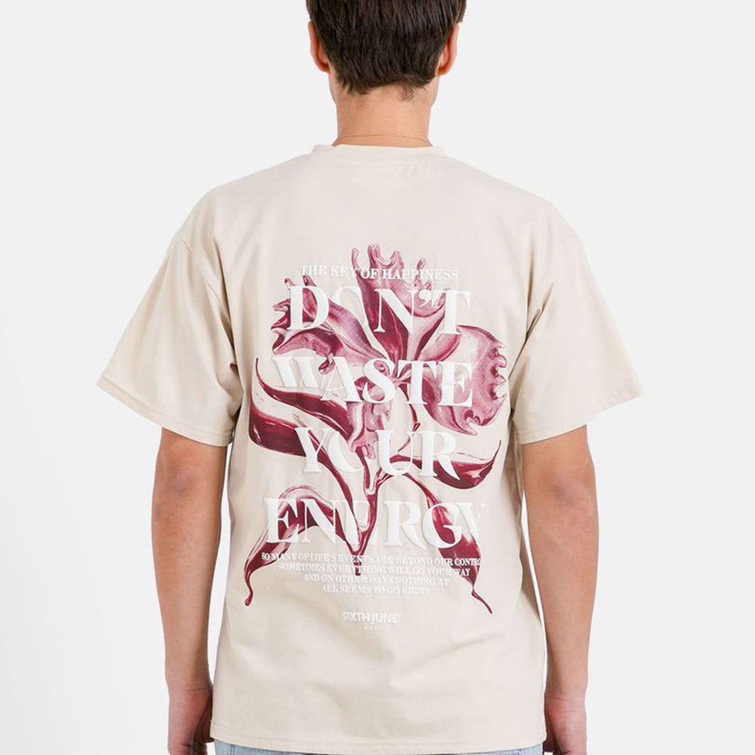 Metallic Flower Print Tee (Beige)