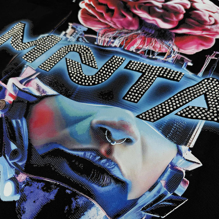Cyborg Rhinestone Tee (Black)