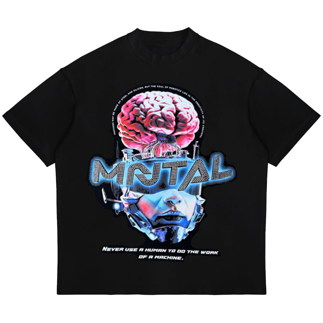 Cyborg Rhinestone Tee (Black)