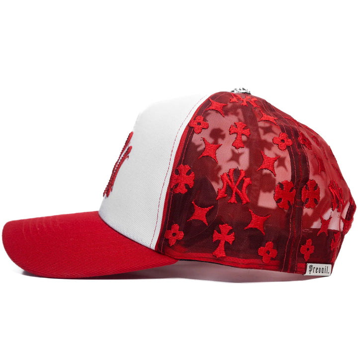 NY Chrome Red Monogram Hat V2