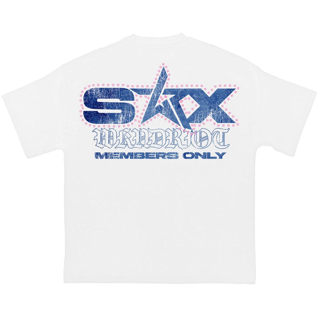 SX Pink Rhinestones Tee (White)