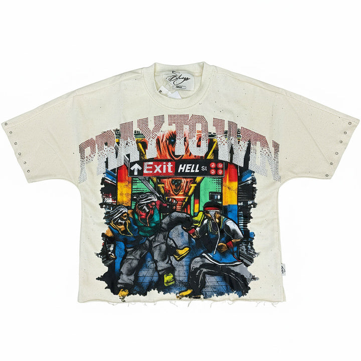 Pray to Win Cropped Tee (Off-White)