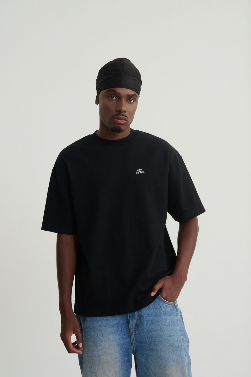 Rustic Embroidered Tee (Black)