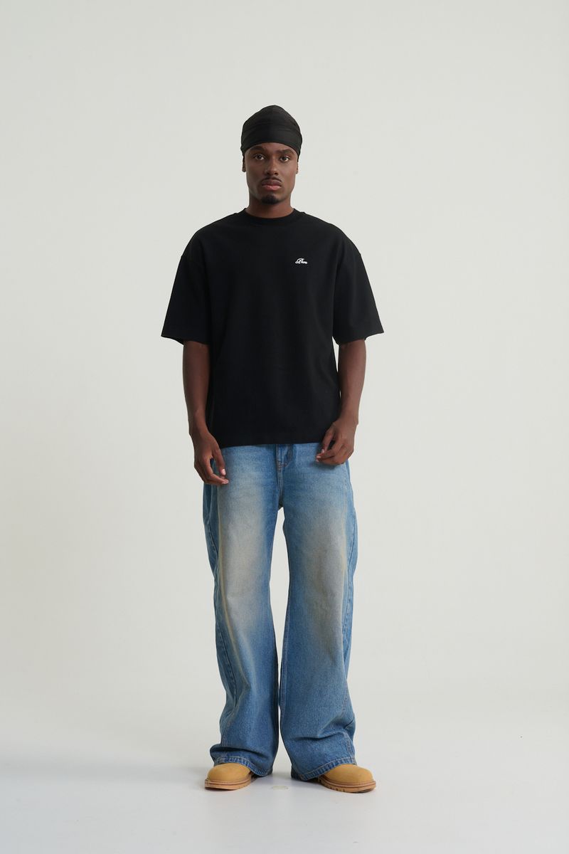 Rustic Embroidered Tee (Black)