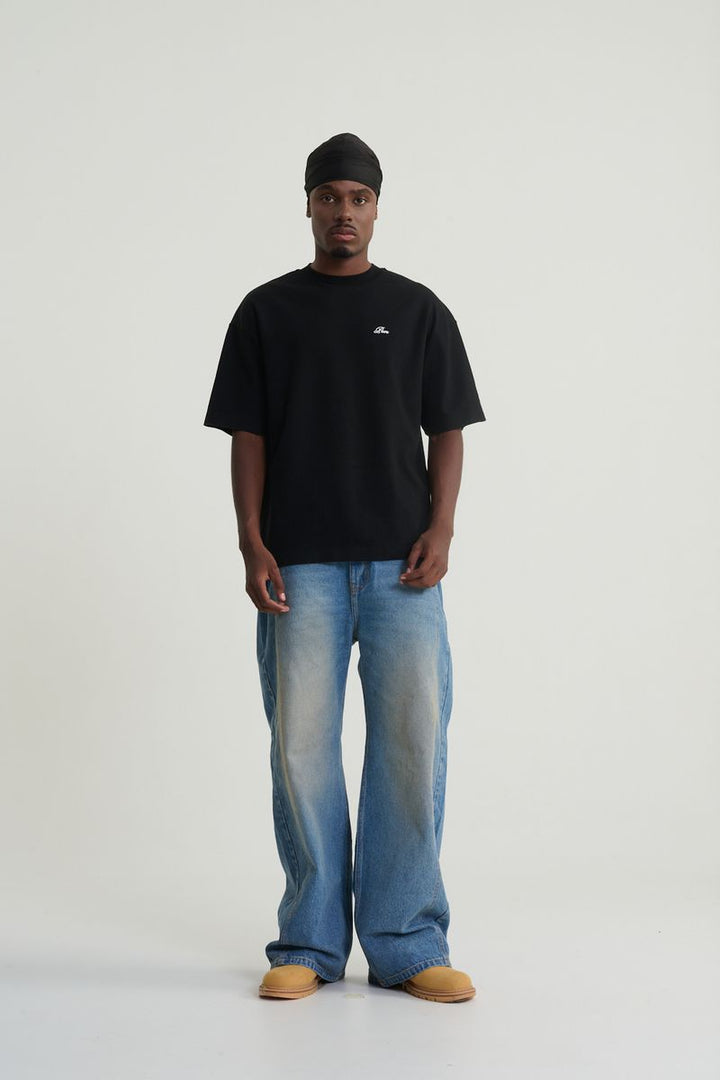 Rustic Embroidered Tee (Black)