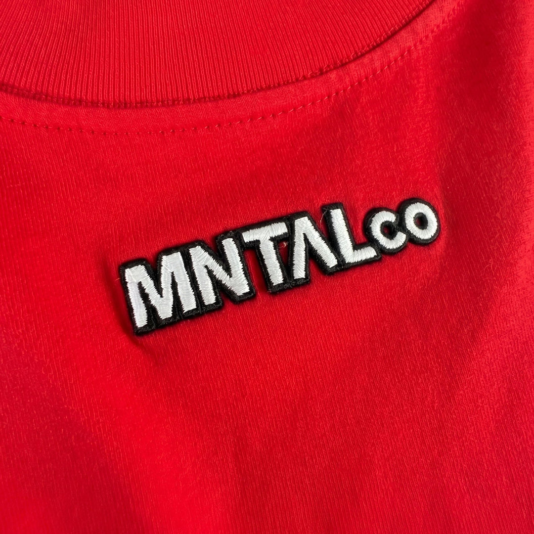 Embroidered M Cropped Tee (Red)