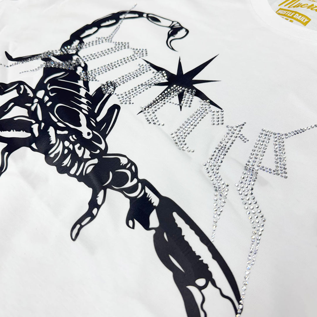 Rhinestone Scorpion Club Tee (White)