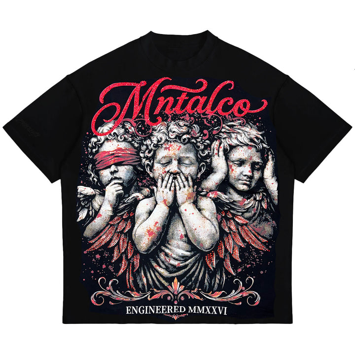 Senses Angel Oversize Rhinestone Tee (Black)