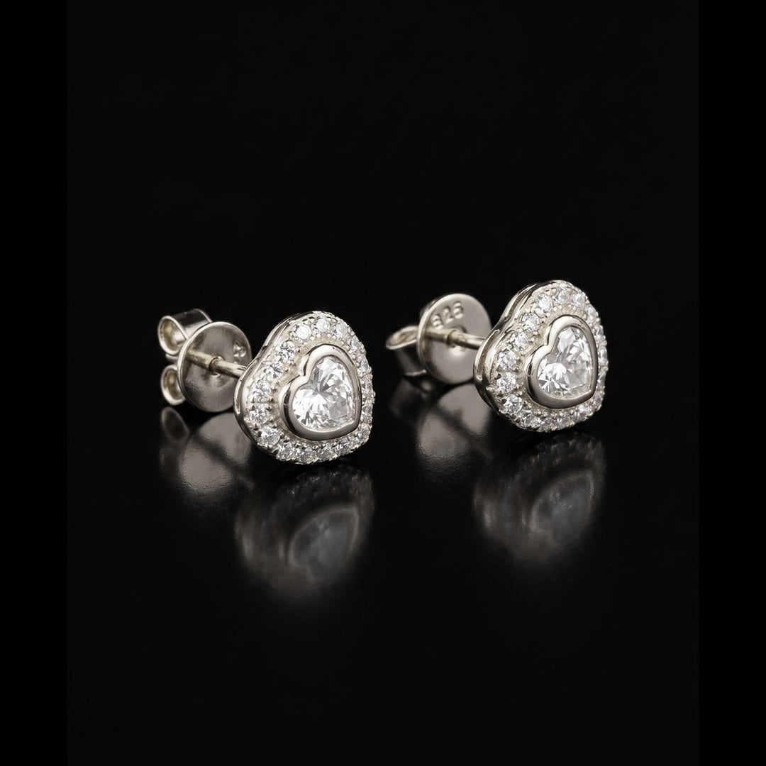 Heart Pave Moissanite Earrings