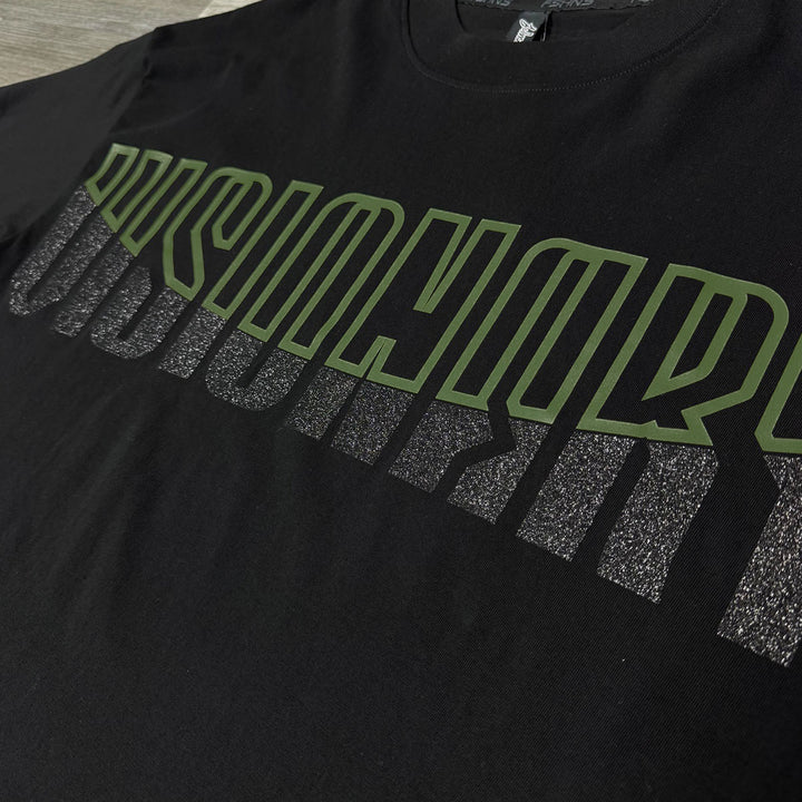 Visionary Glitter Oversize Tee (Black / Army)