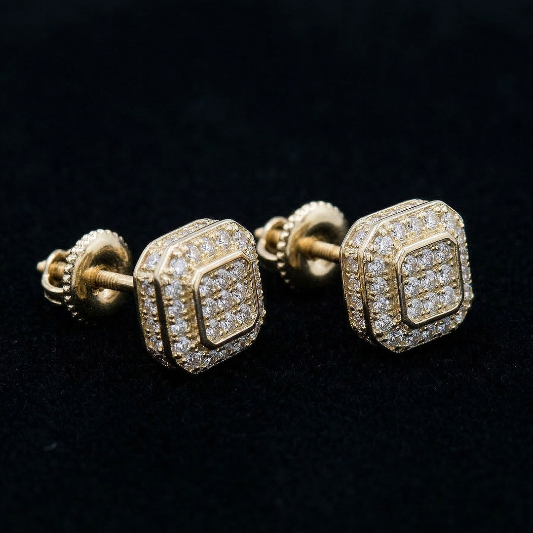 Layered Square Moissanite Earrings