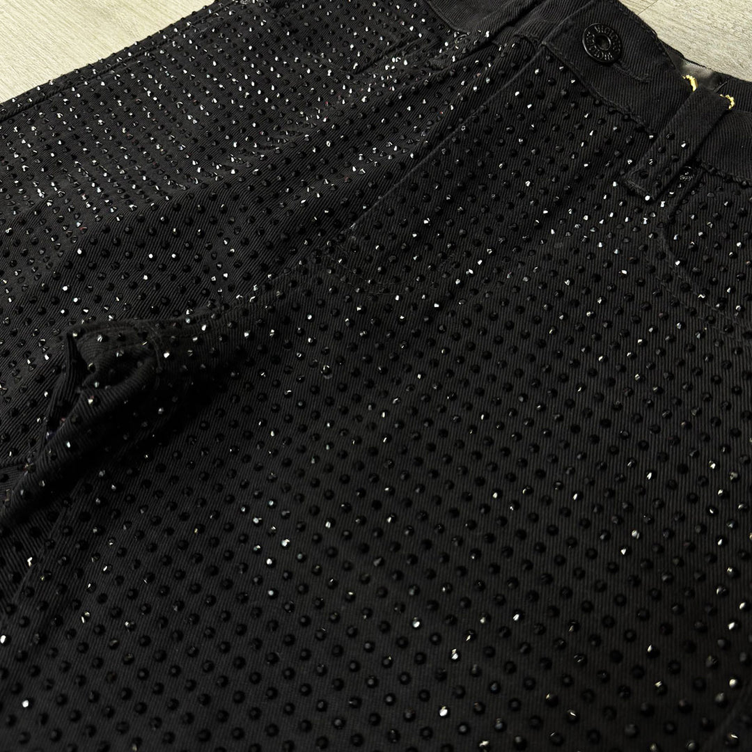 All Over Studded Flared Denim (Black)