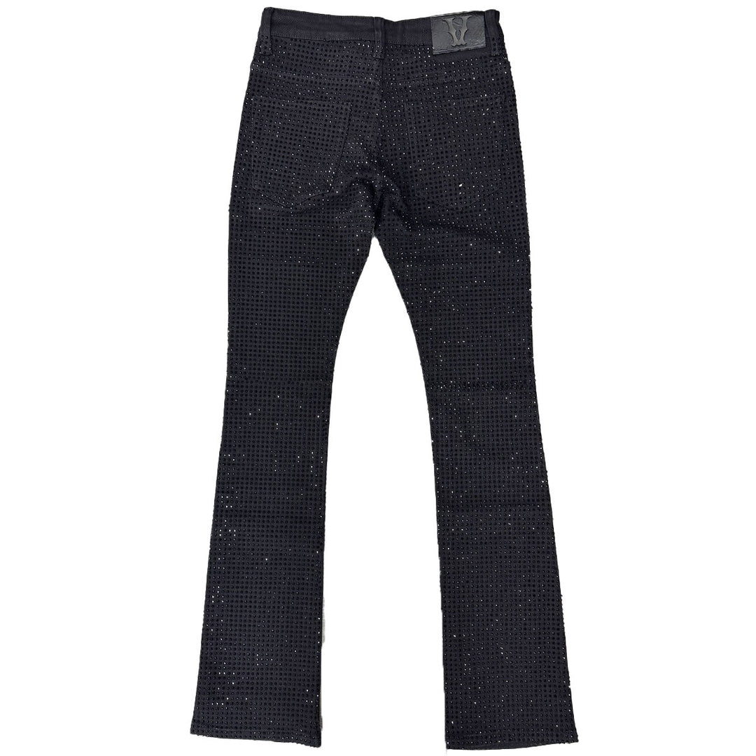 All Over Studded Flared Denim (Black)
