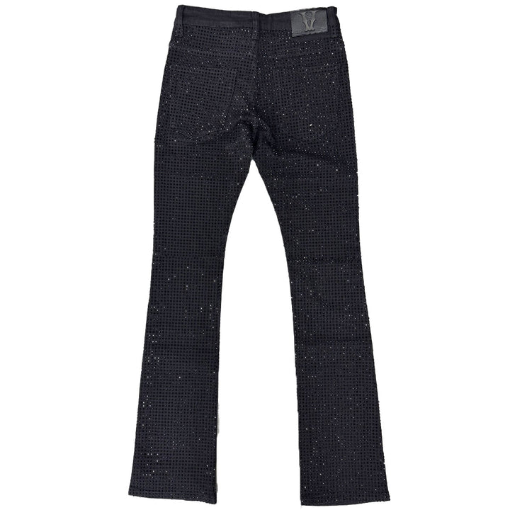All Over Studded Flared Denim (Black)