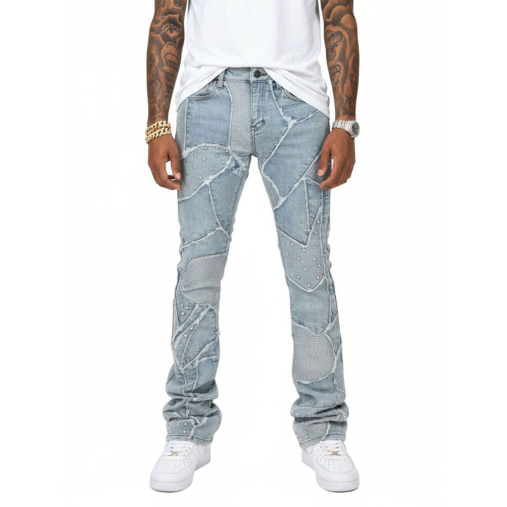 Boxy Rip & Repair Flare Denim