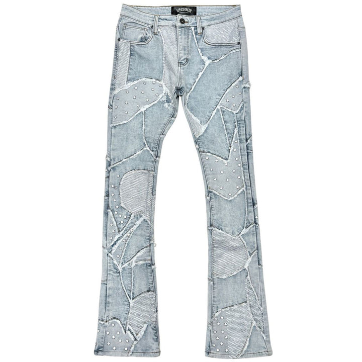 Boxy Rip & Repair Flare Denim