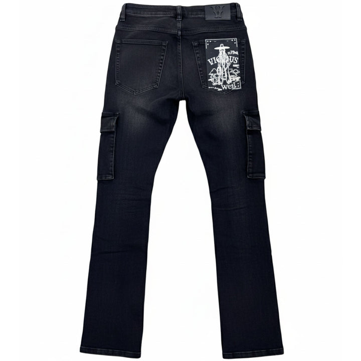 Embellished Side Pearl Denim (Black)