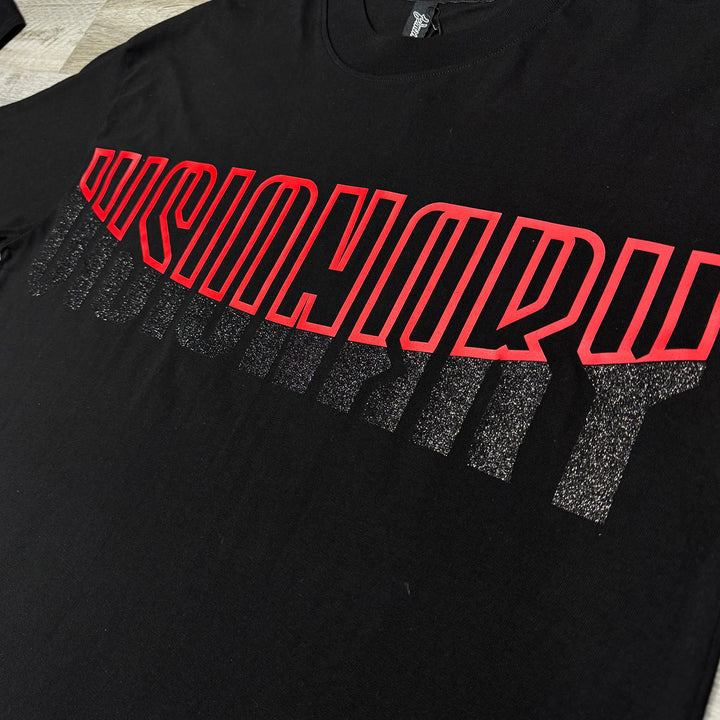 Visionary Glitter Oversize Tee (Black / Red)