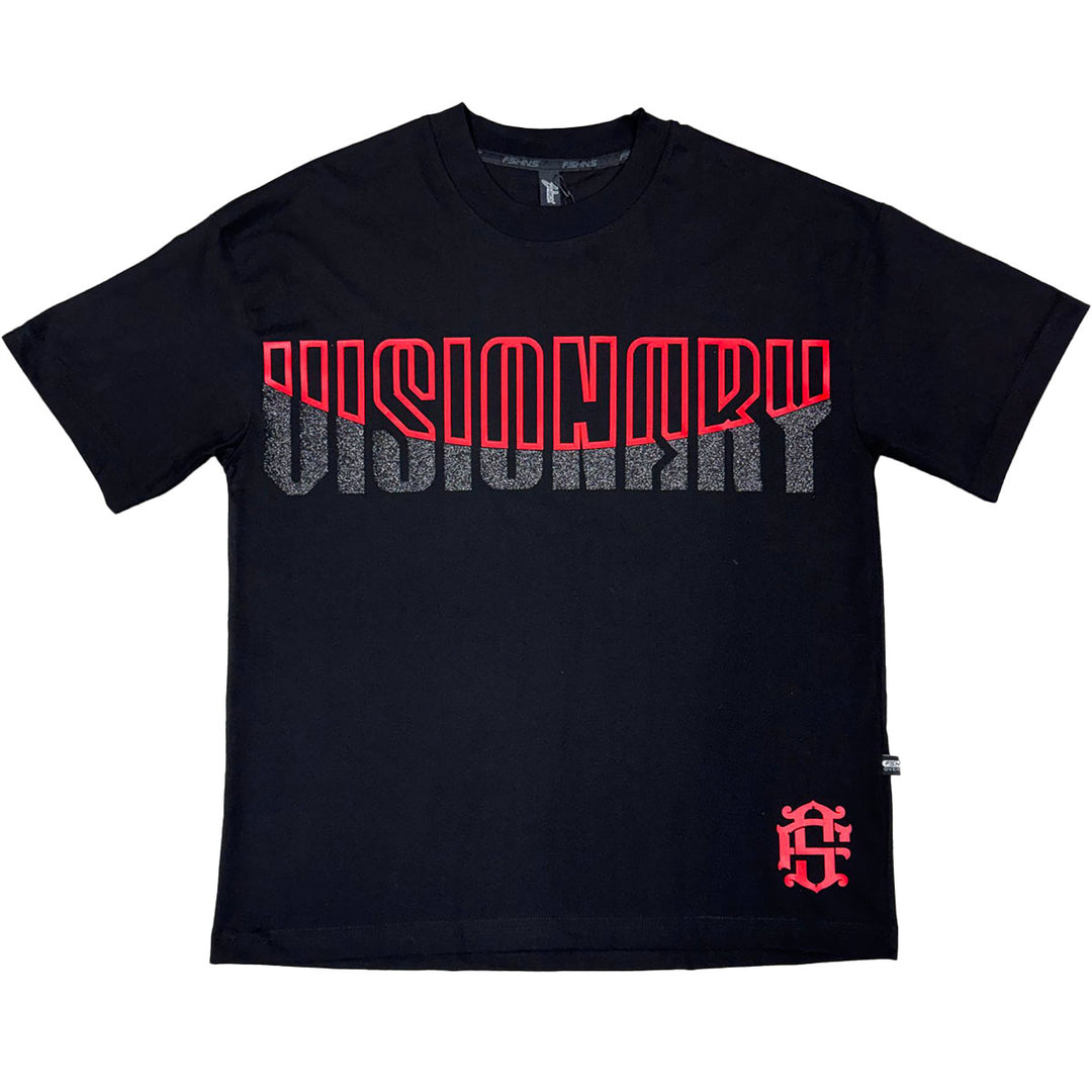 Visionary Glitter Oversize Tee (Black / Red)
