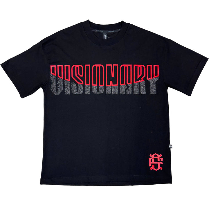 Visionary Glitter Oversize Tee (Black / Red)
