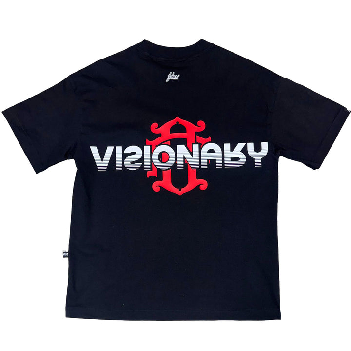 Visionary Monogram Oversize Tee (Black / Red)