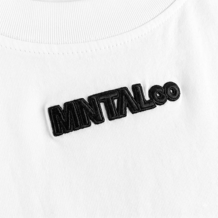 Embroidered M Oversize Tee (White)