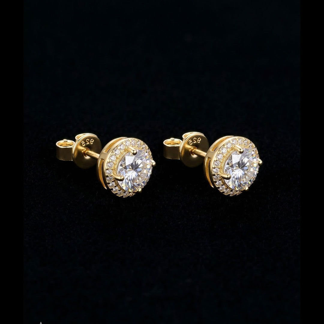 Gold Plated Zenith Moissanite Earrings