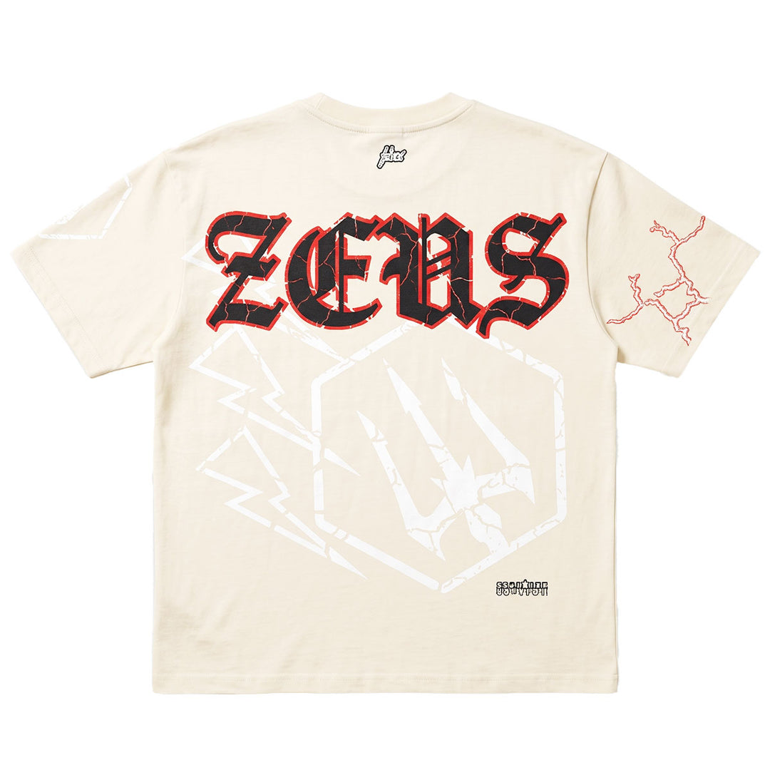 Thunder Face Oversize Tee (Vanilla/Red)
