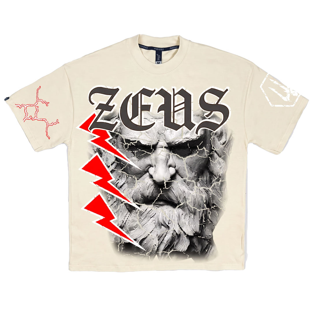 Thunder Face Oversize Tee (Vanilla/Red)