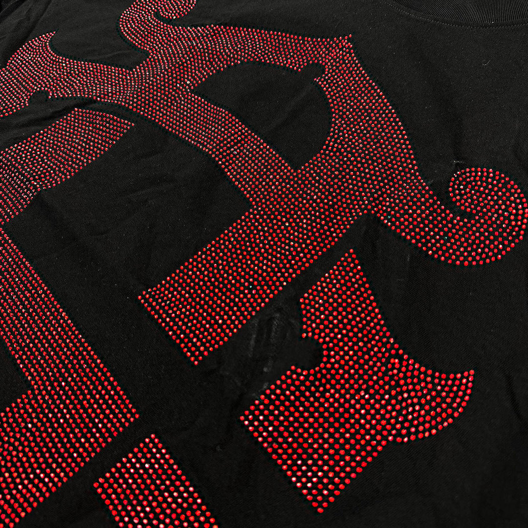 Zorath Rhinestone Oversize Tee (Black/Red)