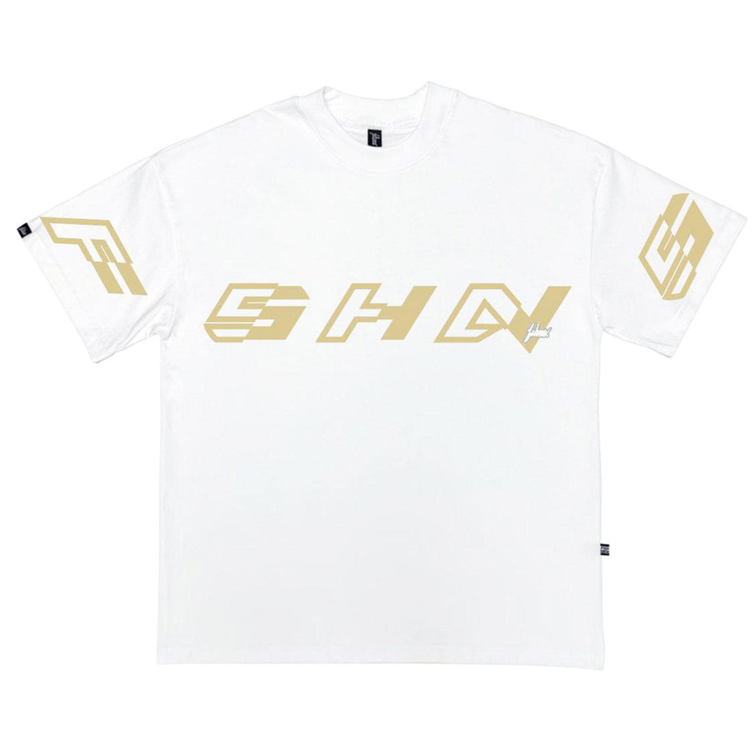 Angle Bank Letter Oversize Tee (White/Gold)