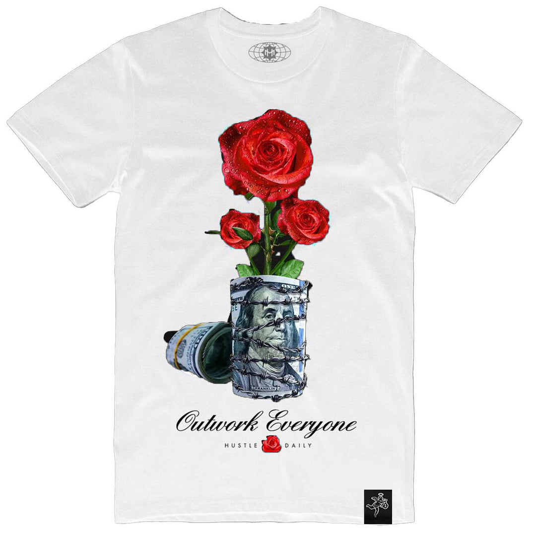 Barbed Wire Money Rose Tee (White)