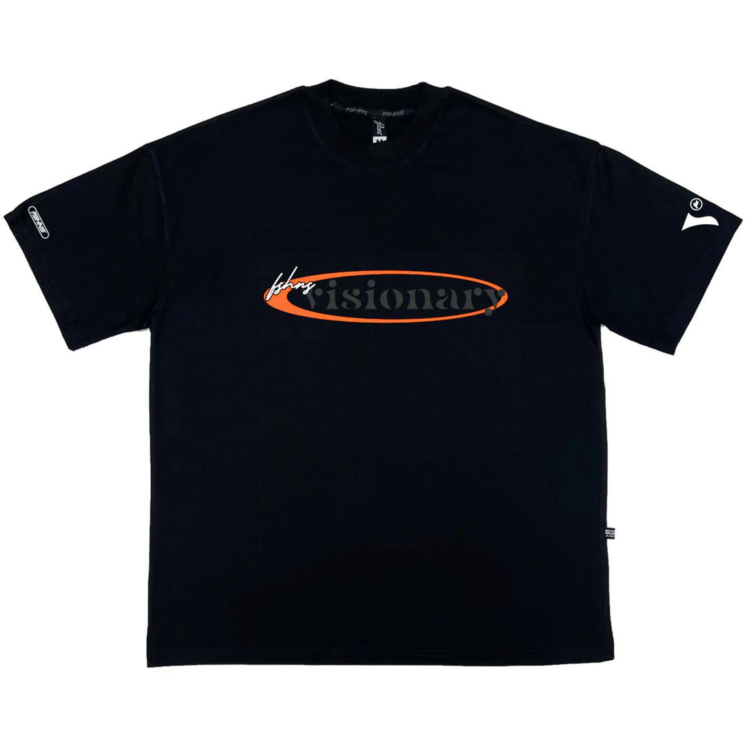 Visionary Oval Logo Tee (Black/Neon Orange)