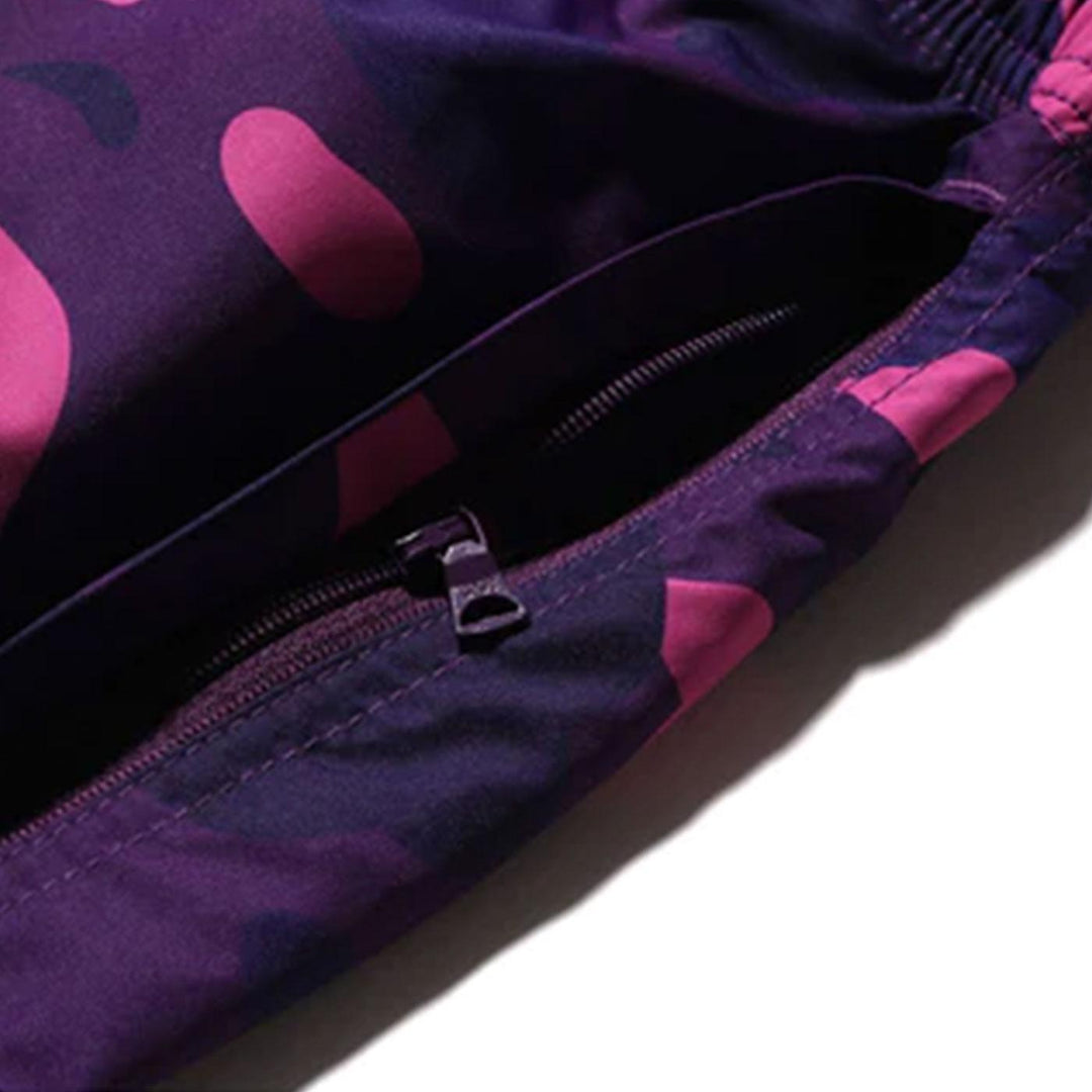 BAPE Color Camo Shark Beach Shorts (Purple) Pockets | A Bathing Ape